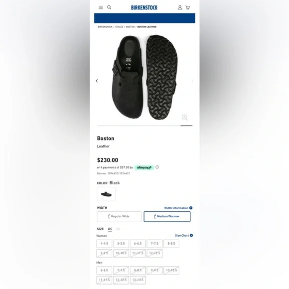 **SOLD**     Birkenstock Boston Exquisite Leather Black Blackout Men 7 Euro 40 - Picture 12 of 16